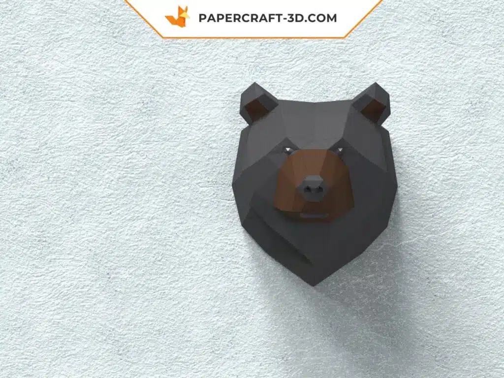Papercraft trophée grizzly en origami 3D
