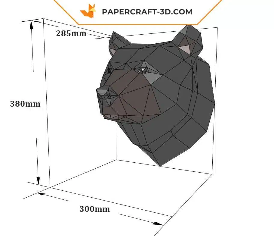 Papercraft trophée grizzly origami papier 3D