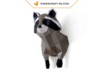 Papercraft Waschbär Wandtrophäe in 3D Origami