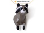 Papercraft Waschbär Wandtrophäe in 3D Origami