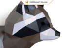Papercraft Waschbär Wandtrophäe in 3D Origami