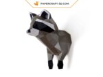 Papercraft Waschbär Wandtrophäe in 3D Origami