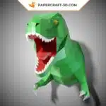 Papercraft trophée T-rex en origami papier 3D, weergave 2