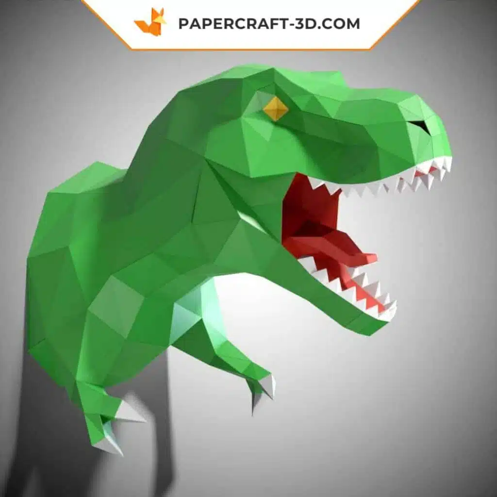 Papercraft de trophée T-Rex en origami 3D