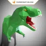 Papercraft trophée T-rex en origami papier 3D