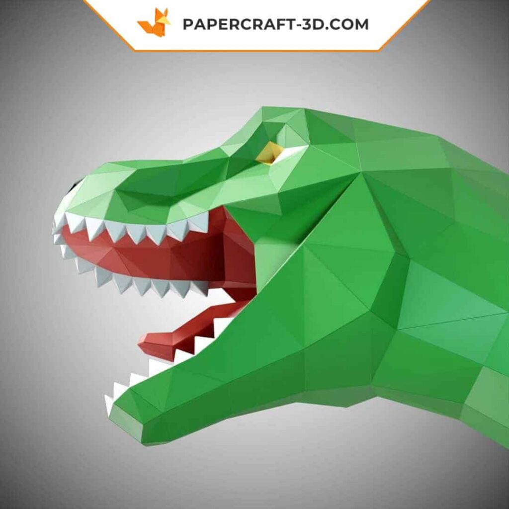 Papercraft de troféu T-Rex em origami 3D