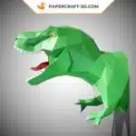 Papercraft trophée T-rex en origami papier 3D, weergave 5