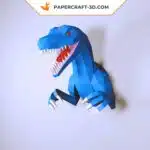 Velociraptor origami papercraft, view 3