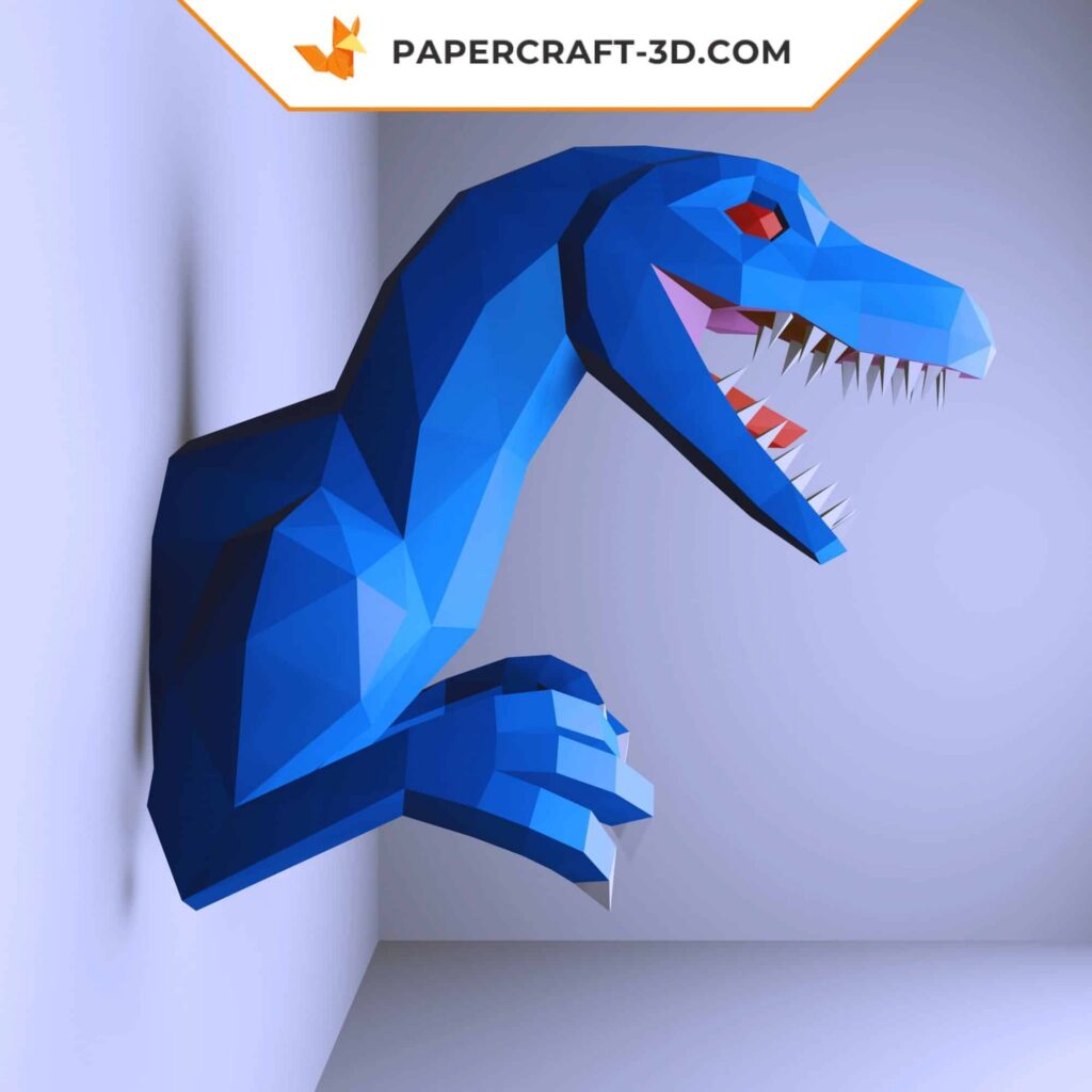 Papercraft de velociraptor em origami