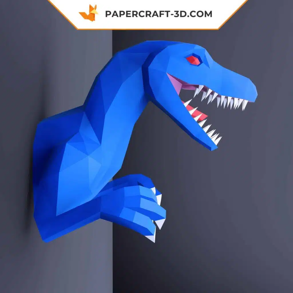 Velociraptor origami papercraft, view 4