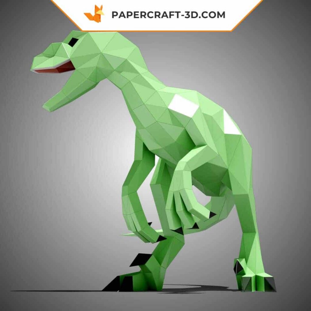 Papercraft de velociraptor em origami