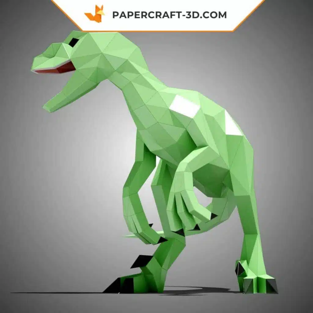 Papercraft di velociraptor da esporre in origami
