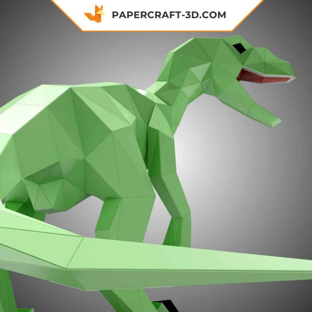 Papercraft de velociraptor em origami