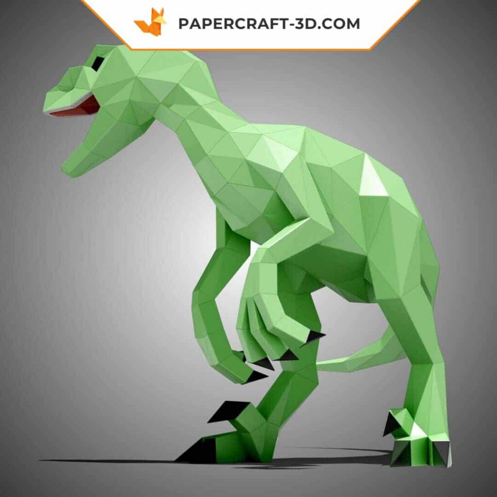 3D-Origami-Velociraptor zum Aufstellen – Expertenmodell aus Papier