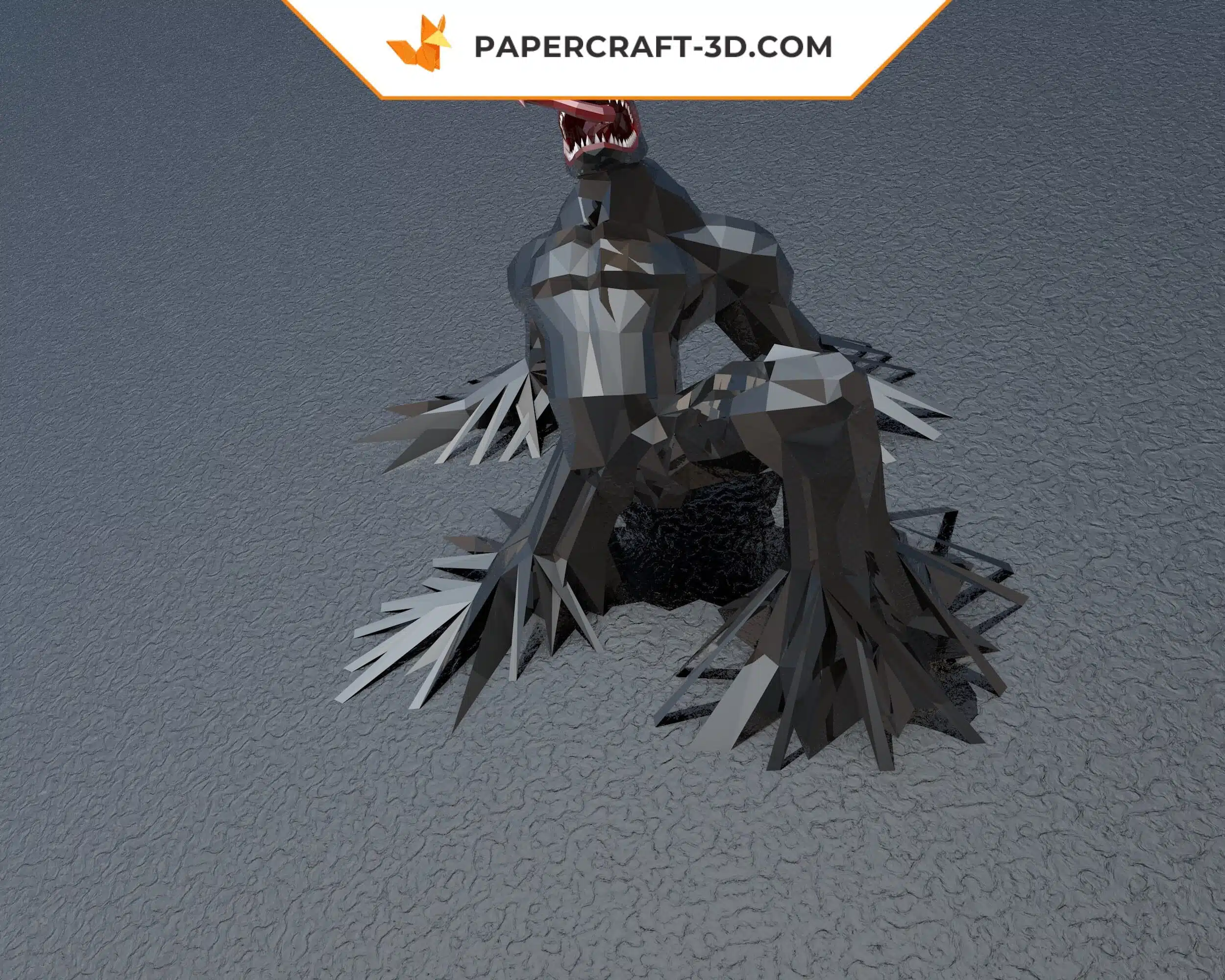 Papercraft Venom in origami 3D, vista laterale