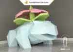 Papercraft di Venusaur Pokémon in origami 3D, vista 2