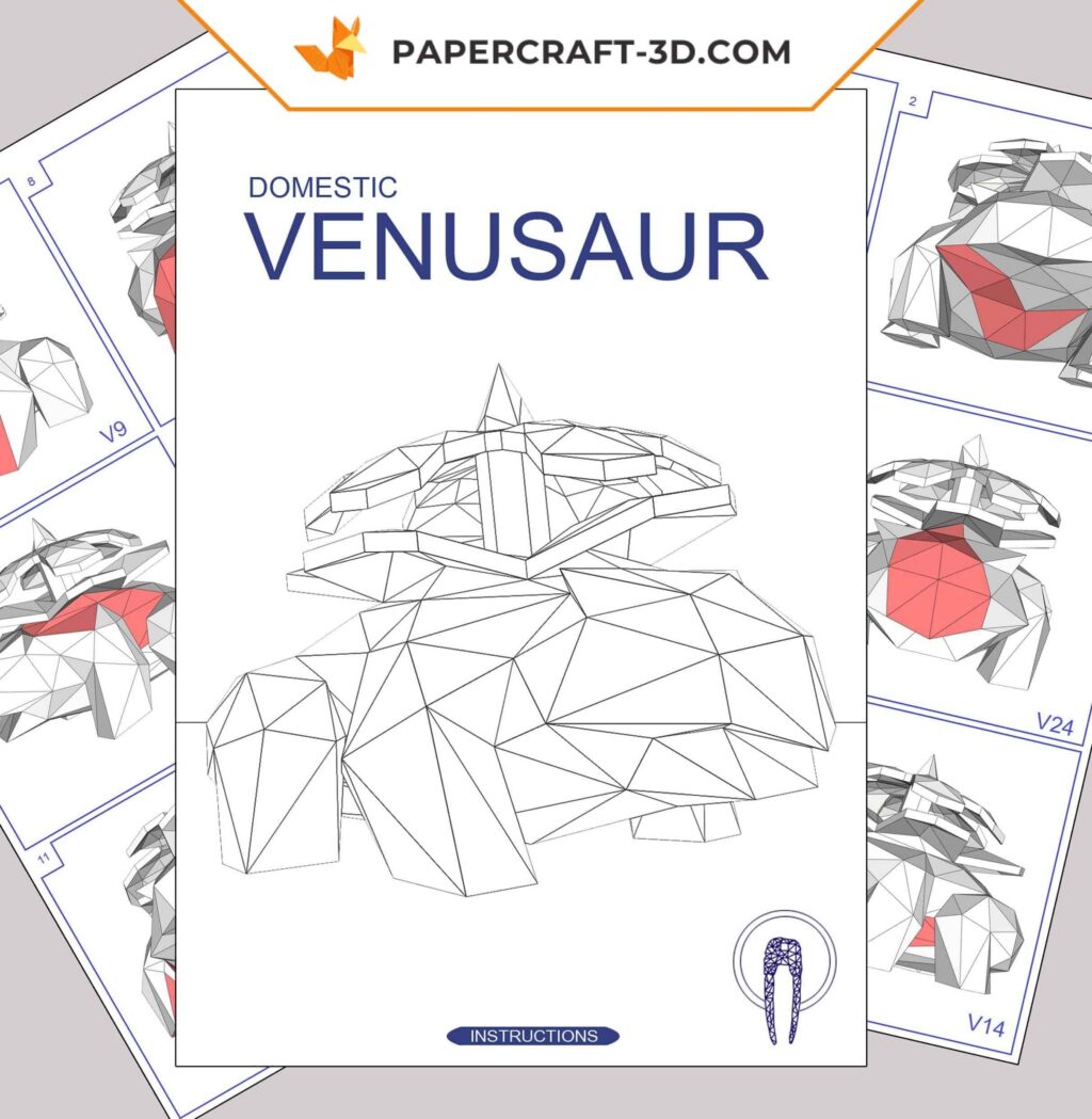 Papercraft de Venusaur Pokémon em origami 3D