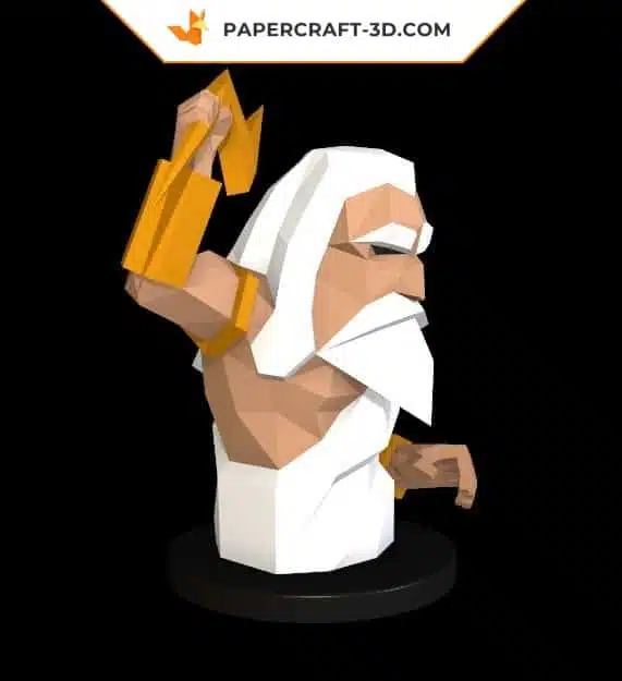 Papercraft Zeus modèle 3D en origami papier, weergave 7