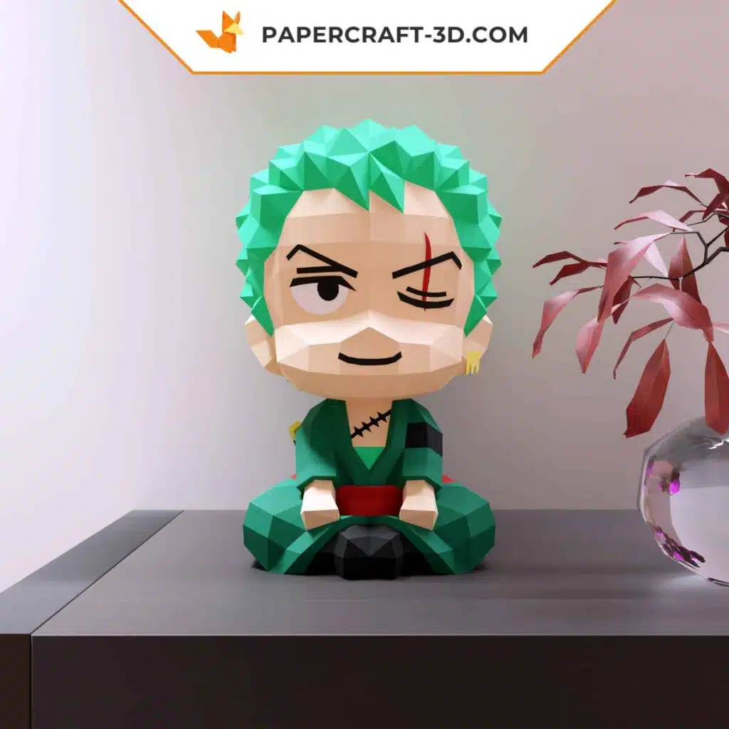 Papercraft Zoro chien en origami papier 3D, modèle numérique compatible Cricut et Cameo, weergave 2