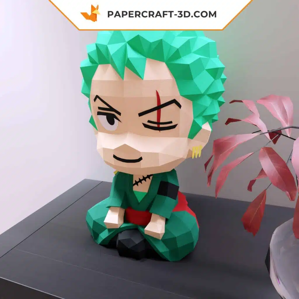 Papercraft Zoro chien en origami 3D