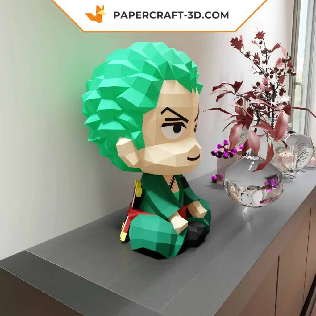 Papercraft Zoro chien en origami papier 3D, modèle numérique compatible Cricut et Cameo, weergave 3
