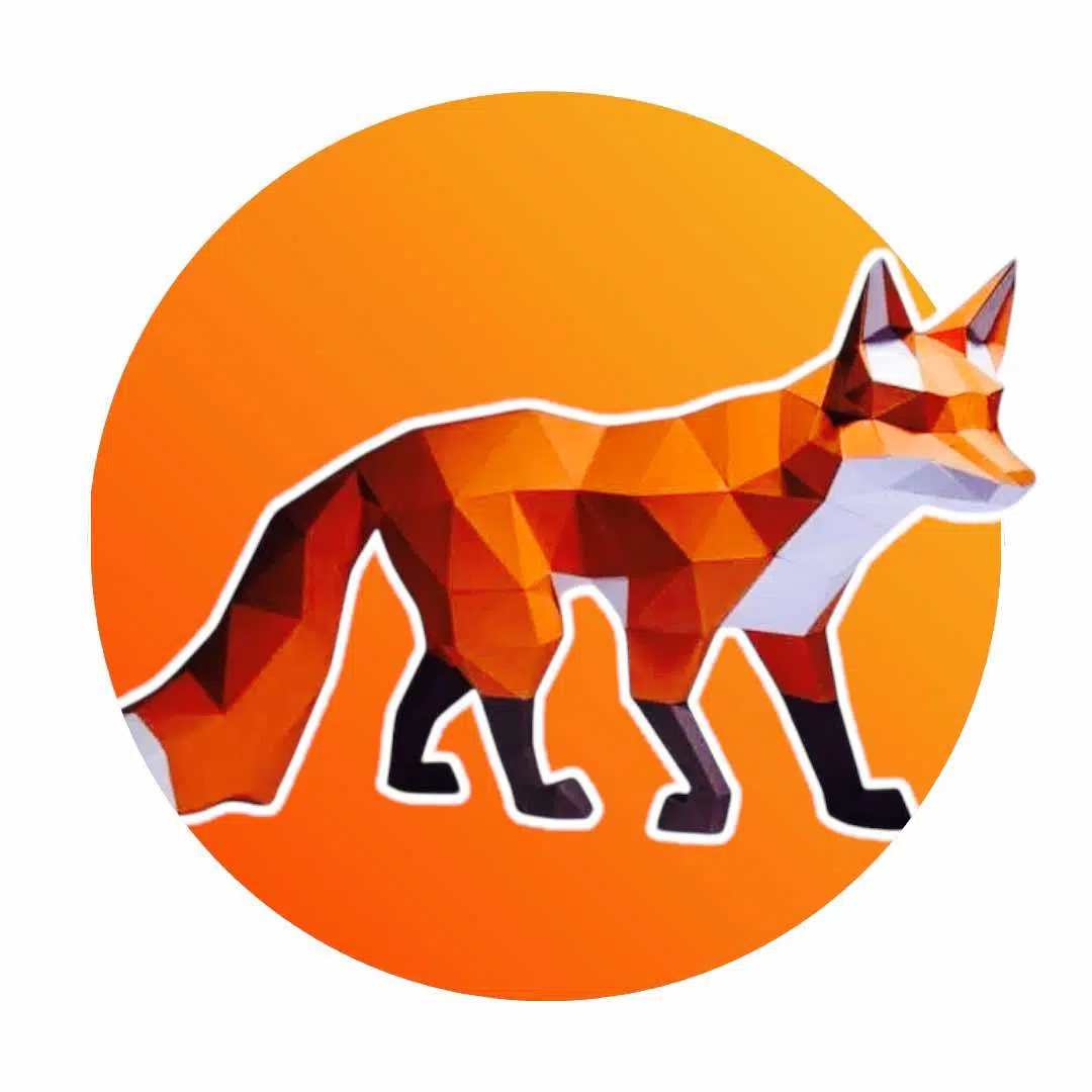 Papercraft de renard marchant en origami 3D, vue 2