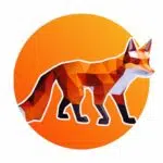 Papercraft de renard marchant en origami 3D, vue 3