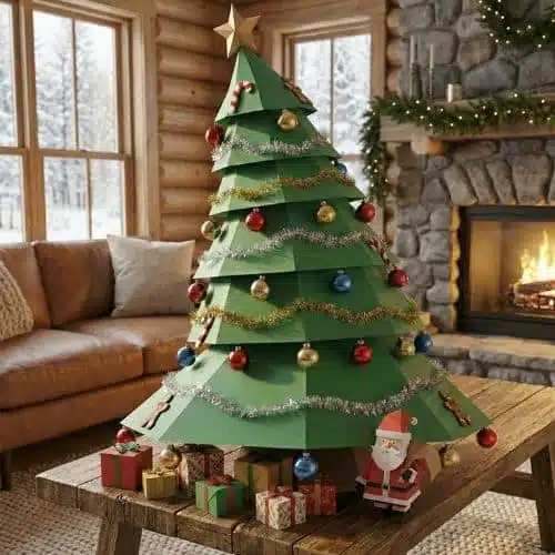 Papercraft arbre de Noël en origami, vue 3