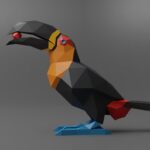 Papercraft de toucan en origami 3D