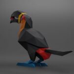 Papercraft de toucan en origami 3D