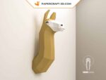 Papercraft von einem Lama-Kopf in 3D-Origami