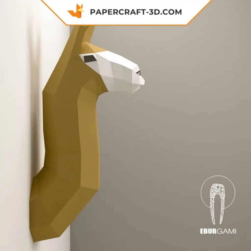 Papercraft troféu de cabeça de lhama mural em origami