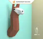 Papercraft von einem Lama-Kopf in 3D-Origami