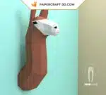 Papercraft troféu de cabeça de lhama mural em origami