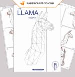Papercraft von einem Lama-Kopf in 3D-Origami