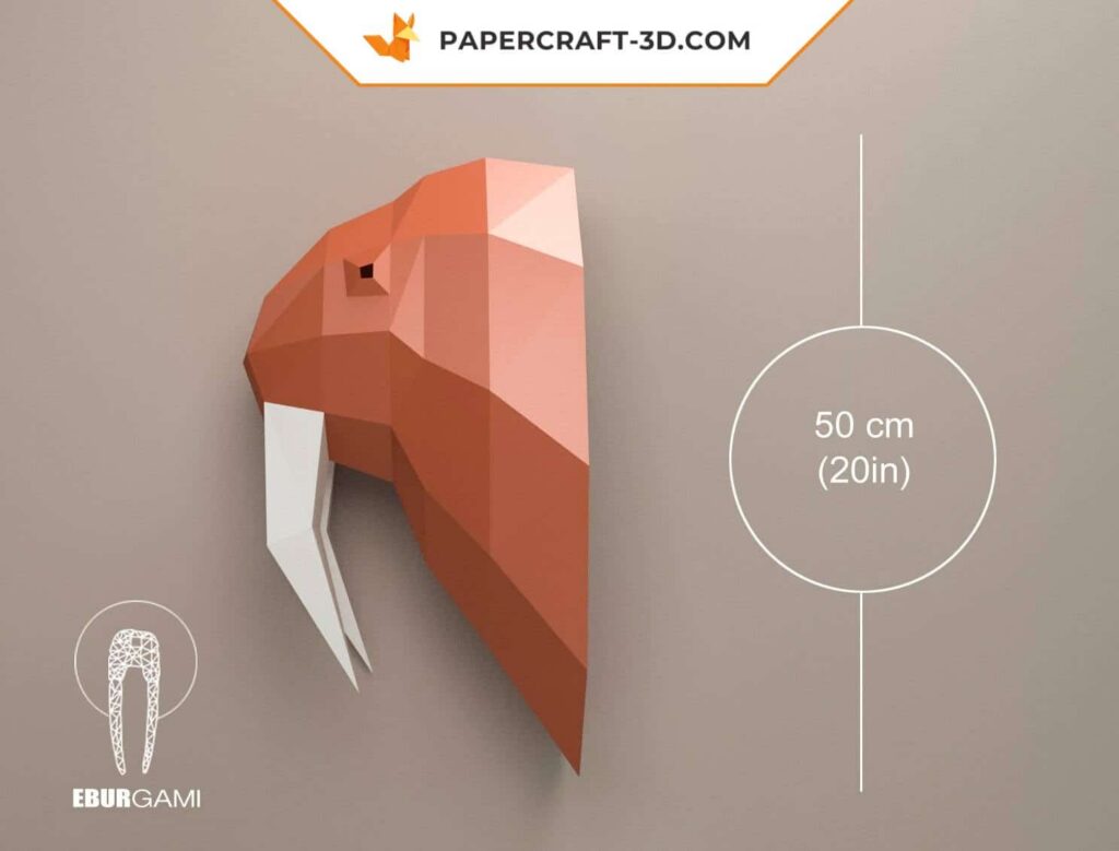 Papercraft de cabeça de morsa em origami