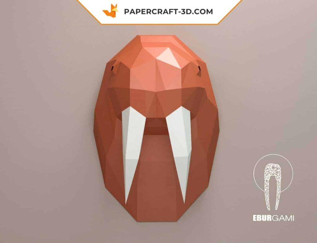 Papercraft de cabeça de morsa em origami