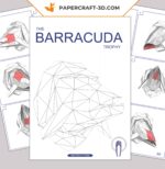 Papercraft Barrakuda-Trophäe in 3D-Origami