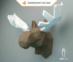 Papercraft de tête d'élan murale en origami 3D