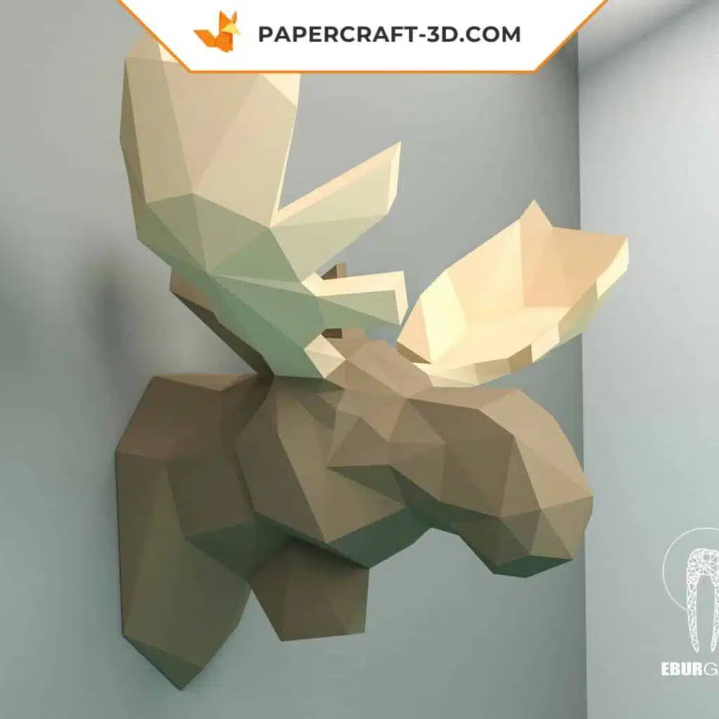Papercraft Elchkopf Wanddeko aus 3D-Origami