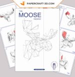 Papercraft de tête d'élan murale en origami 3D