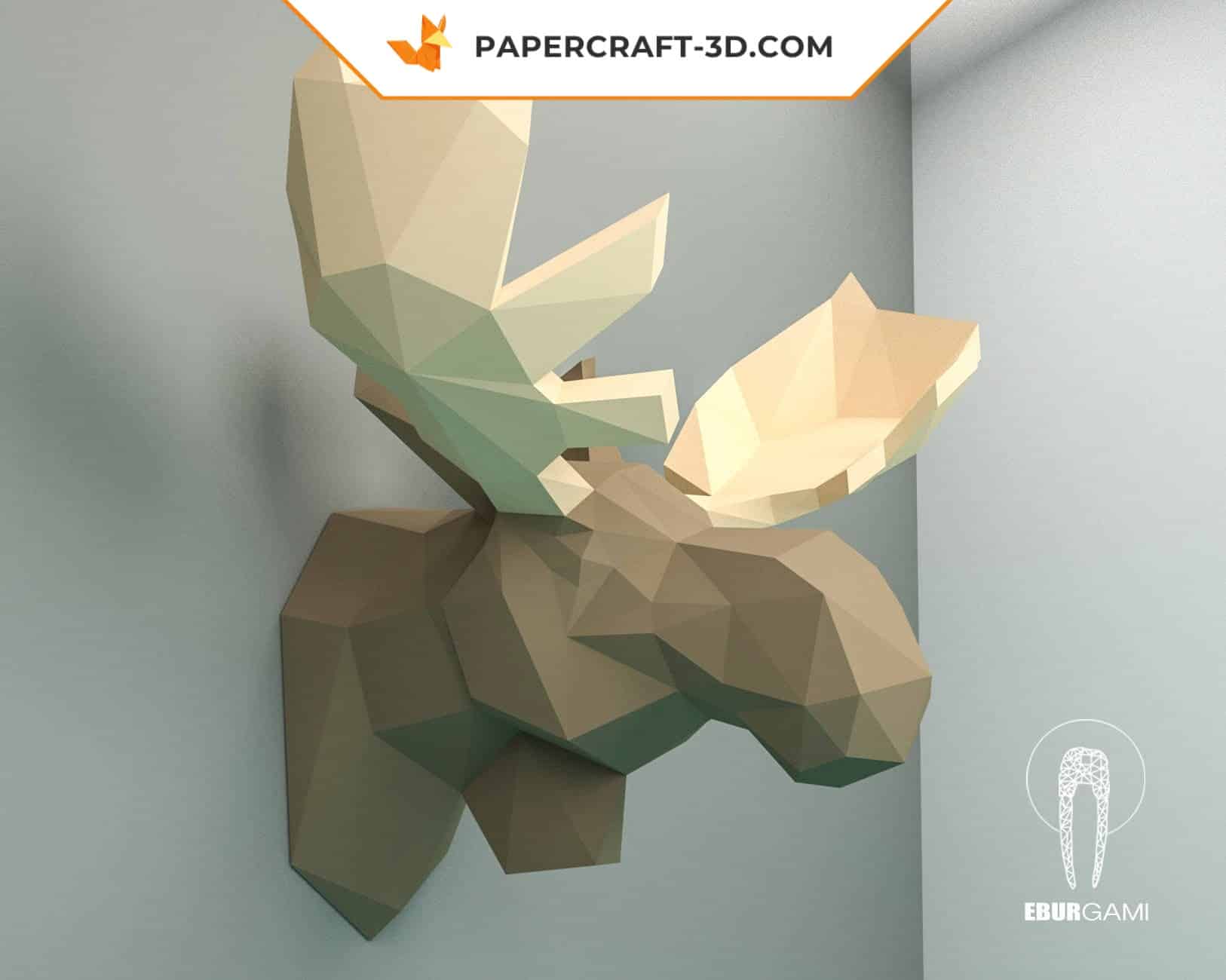 Papercraft de tête d'élan murale en origami 3D Papercraft de tête d'élan murale en origami 3D