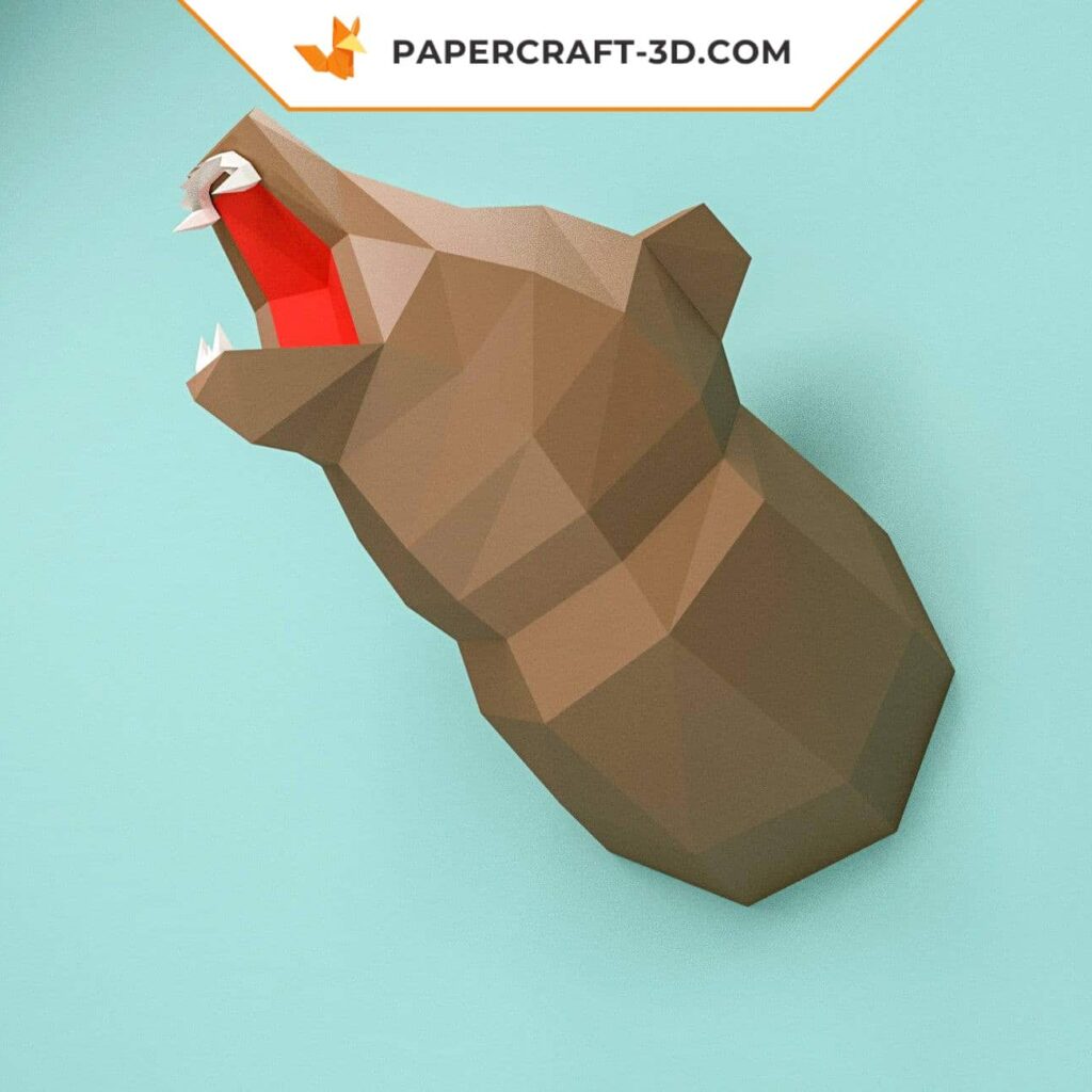 Papercraft trophée tête d'ours en origami