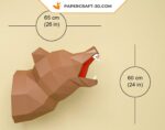 Papercraft bear head trophy in origami
