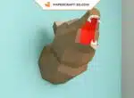 Trophée tête d&rsquo;ours Papercraft en origami papier 3D DIY, weergave 5