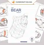 Trophée tête d&rsquo;ours Papercraft en origami papier 3D DIY, weergave 6