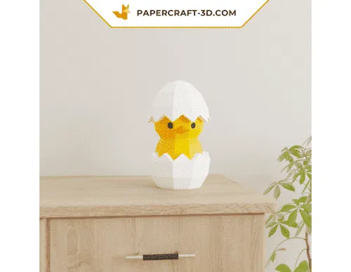 Papercraft pulcino nell’uovo in origami 3D