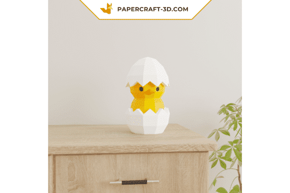Papercraft poussin dans un œuf en origami 3D Papercraft poussin dans un œuf en origami 3D