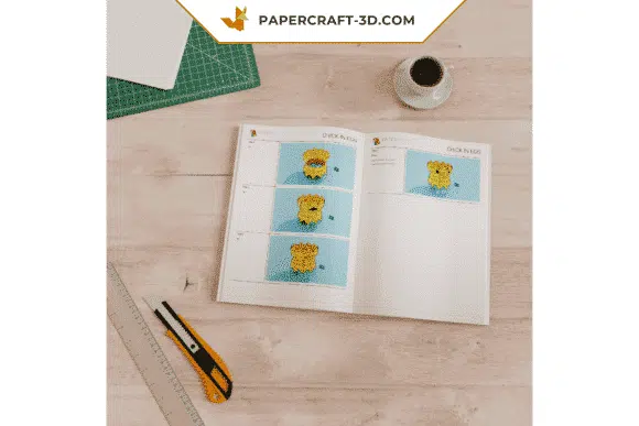 Papercraft pintinho em um ovo em origami 3D, vista traseira