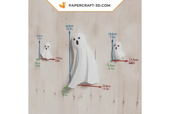 Papercraft fantômes origami papier 3D, weergave 2